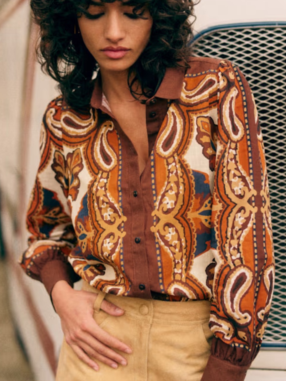 NWT SEZANE CLAUDIO SHIRT PALMERA PRINT